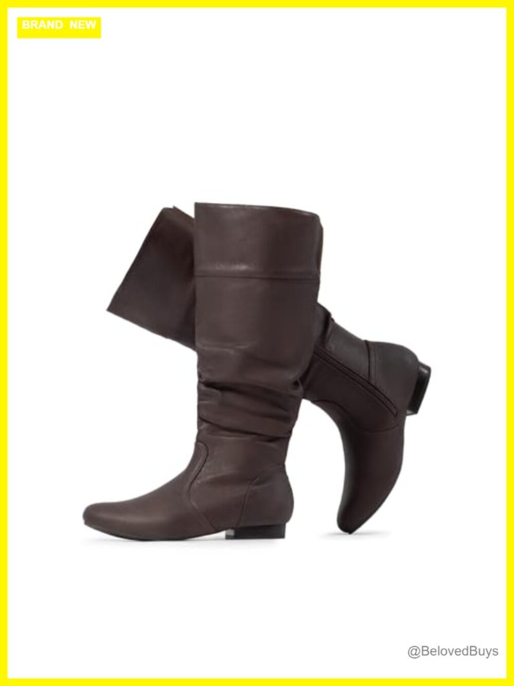 Wide Calf Knee High Boots Faux Fur Lined Slouchy Side Zip Womens